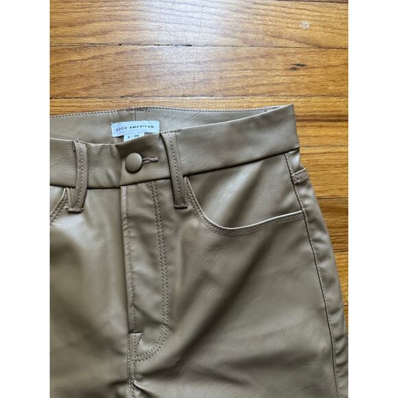 Good American “Better Than Leather” Good Boy Faux Leather Pants Sleek High-Rise - Picture 6 of 9